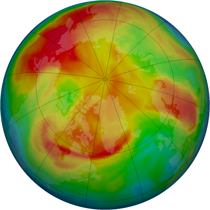 Arctic ozone map for 18 February 1999